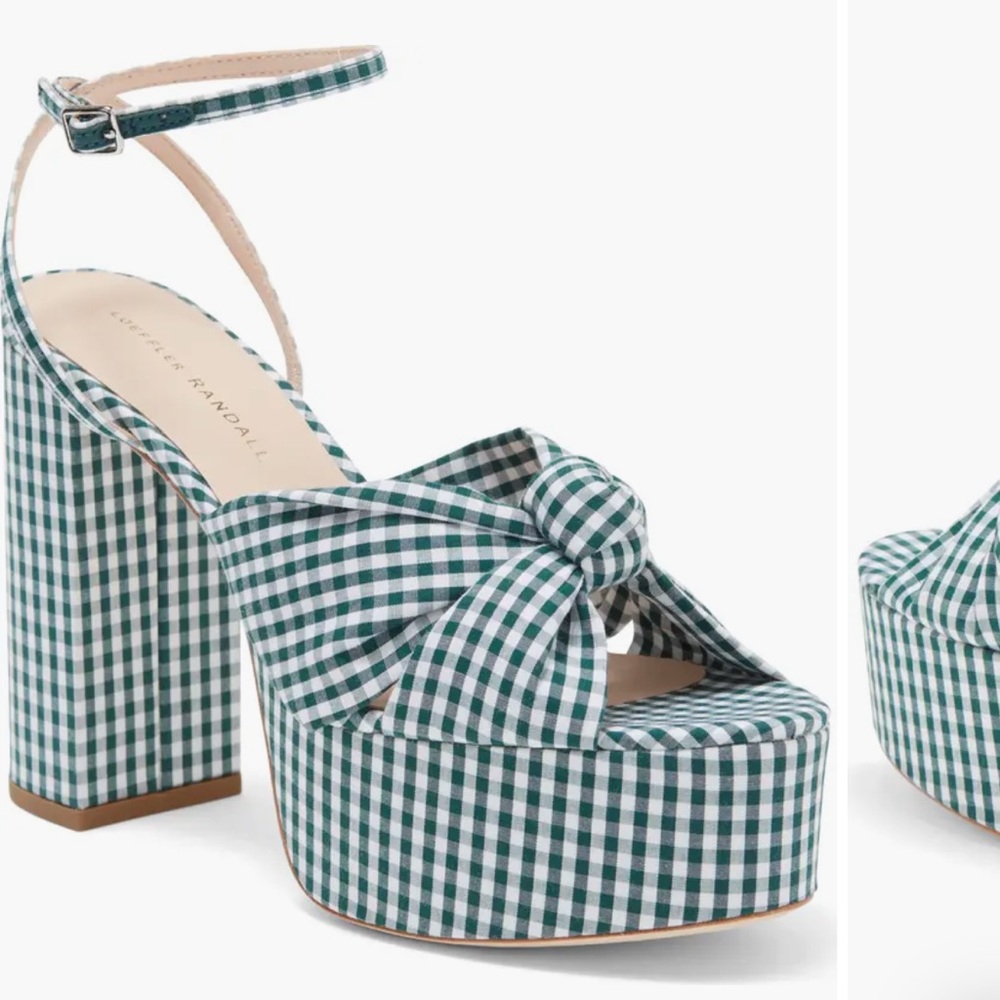 Loeffler Randal Green gingham heels